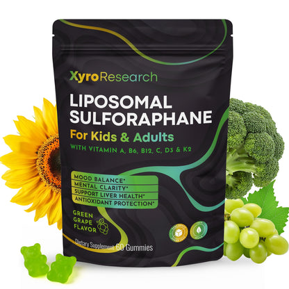 Xyro Research Liposomal Sulforaphane Gummies – 150mg Broccoli Sprout Extract | Vegan, Non-GMO, Sugar-Free