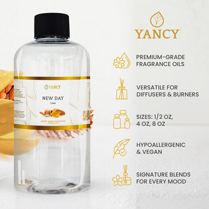 YANCY New Day Luxury Collection Fragrance Oil (4 oz) – Uplifting Citrus & Floral Scent for Diffusers, Oil Burners & Aroma Lamps