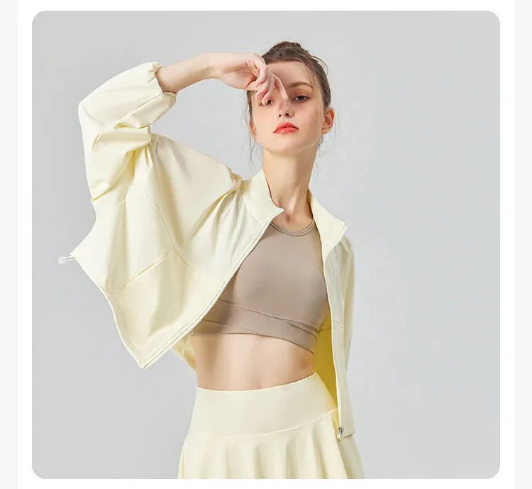 Stand Collar UPF50+ Crop Sport Jacket