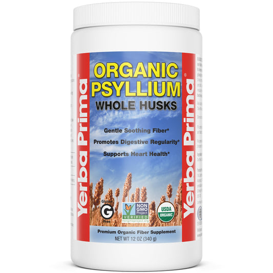 Yerba Prima Organic Psyllium Whole Husks 12 oz | Non-GMO | Certified Organic