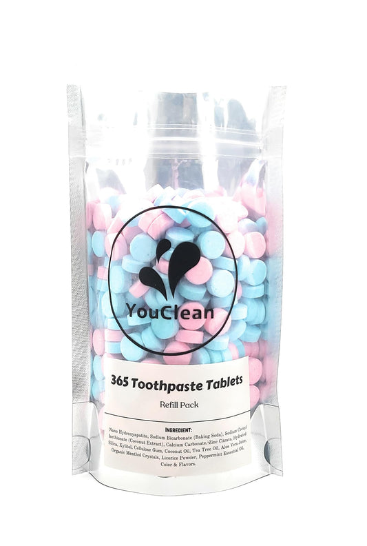 YouClean Refill Pack - 365 Toothpaste Tablets (Nano Hydroxyapatite, Fluoride Free)
