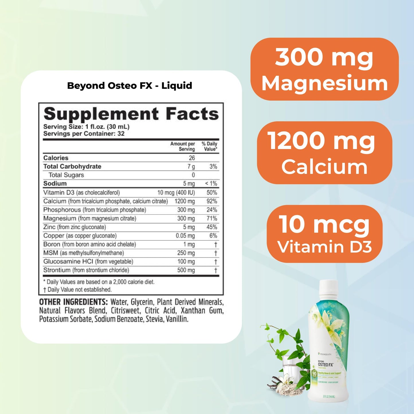 Youngevity Beyond Osteo-Fx Liquid 32 oz Pack of 4 – Calcium, Magnesium & 77 Trace Minerals