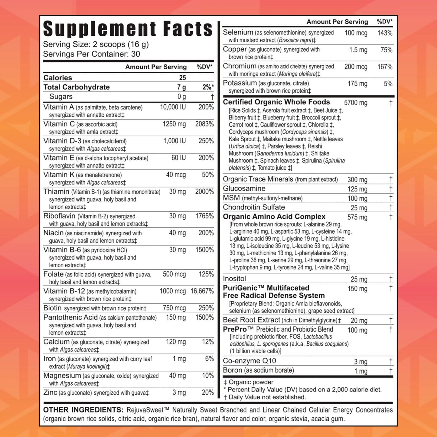 Youngevity Beyond Tangy Tangerine 2.0 Citrus Peach | Ultimate Multivitamin Powder (8,000 ORAC) – 2 Canisters