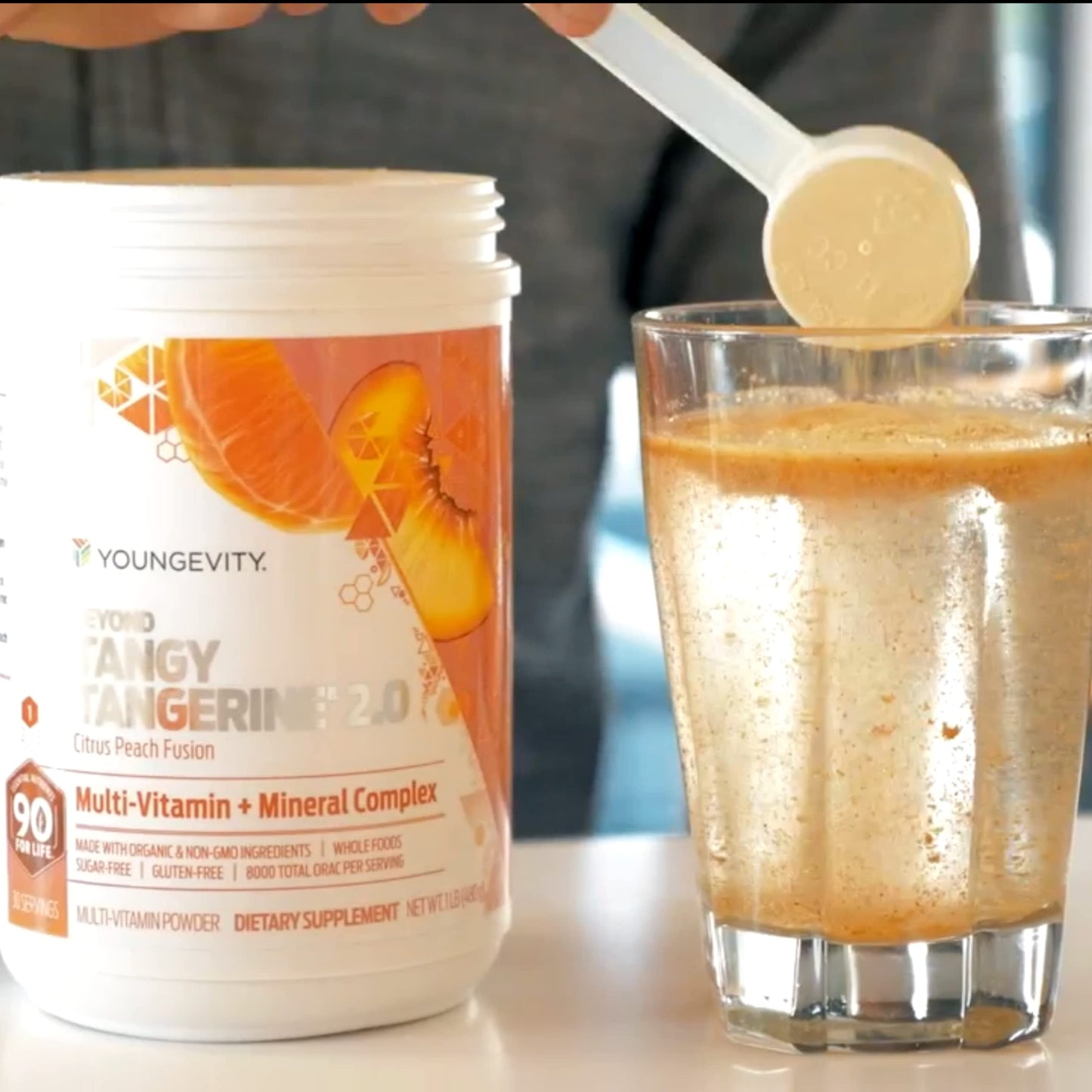 Youngevity Beyond Tangy Tangerine 2.0 Citrus Peach | Ultimate Multivitamin Powder (8,000 ORAC) – 2 Canisters