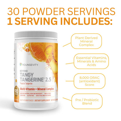 Youngevity Beyond Tangy Tangerine 2.5 Tropical Tangerine – Ultimate Multivitamin & Mineral Complex, 8,000 ORAC