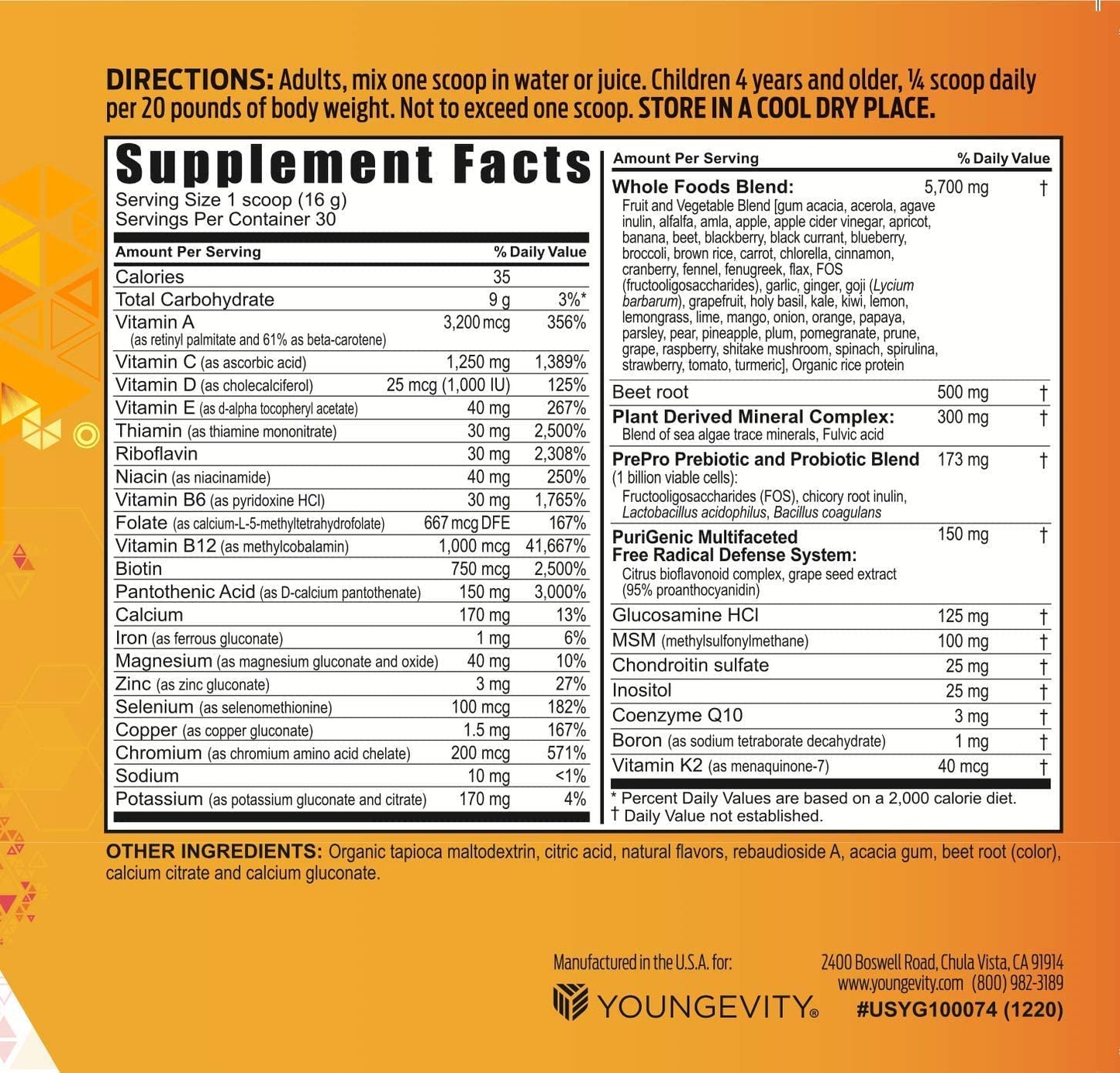 Youngevity Beyond Tangy Tangerine 2.5 Tropical Tangerine – Ultimate Multivitamin & Mineral Complex, 8,000 ORAC