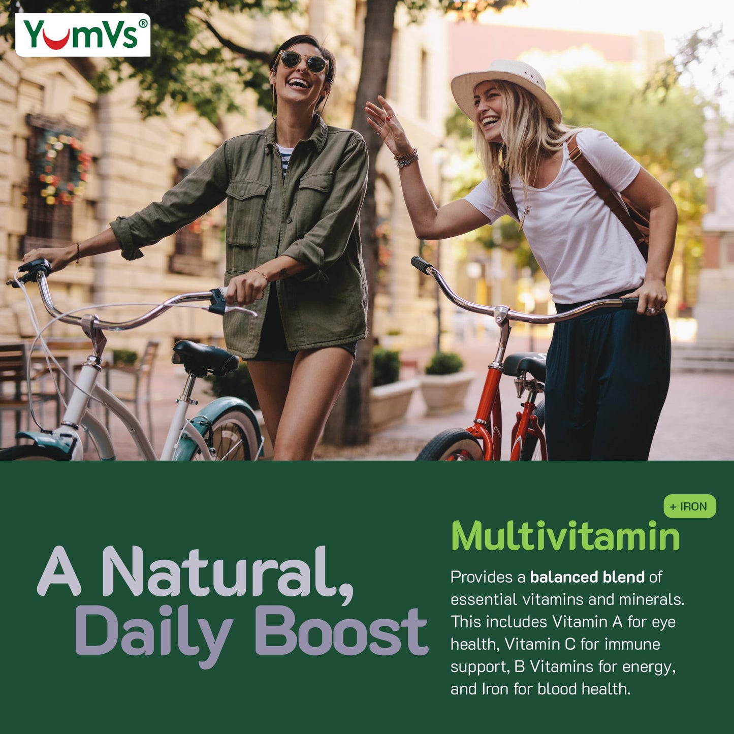 YUM-V'S Iron Gummies - Multivitamin with Iron, Vitamin C, A, B & Zinc | Grape Flavor | 60 Count