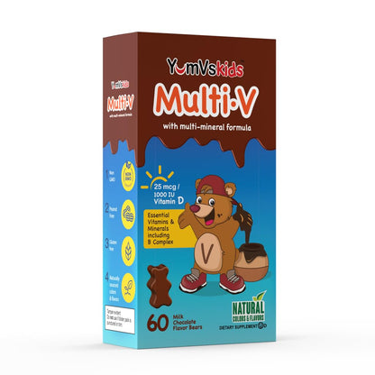 YUM-V'S Kids Multivitamin Chocolate Bears – 60 Count, 16 Vitamins & Minerals