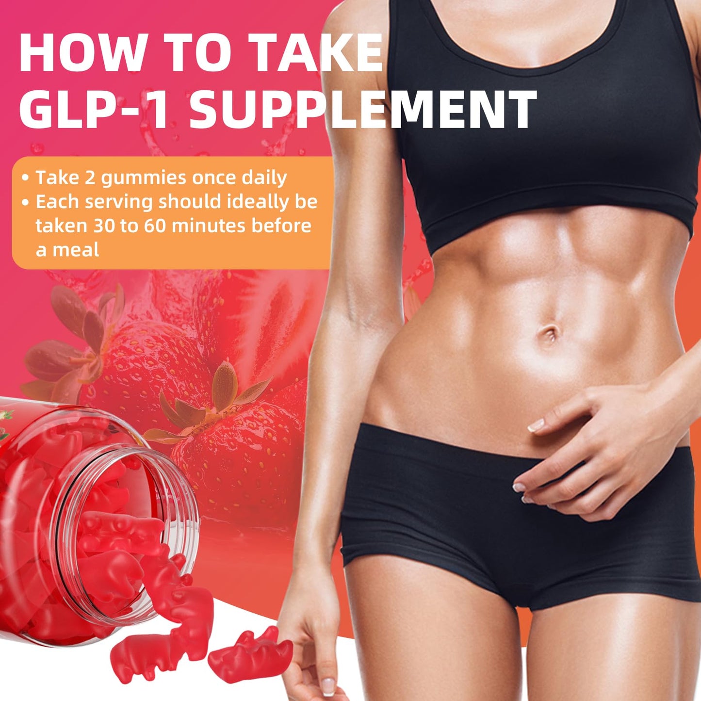 YUULAI GLP-1 Berberine Gummies with Akkermansia Probiotic – Raspberry Flavor, 60 Count