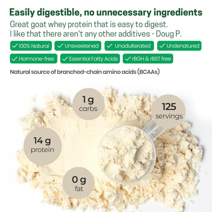 Z Natural Foods Goat Whey Protein Powder Concentrate - Undenatured, Unflavored, Pasture-Raised Goat Protein (5 lb)
