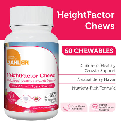 Zahler HeightFactor Chewable Tablets - Natural Kids Height Growth Supplement (60 Count)
