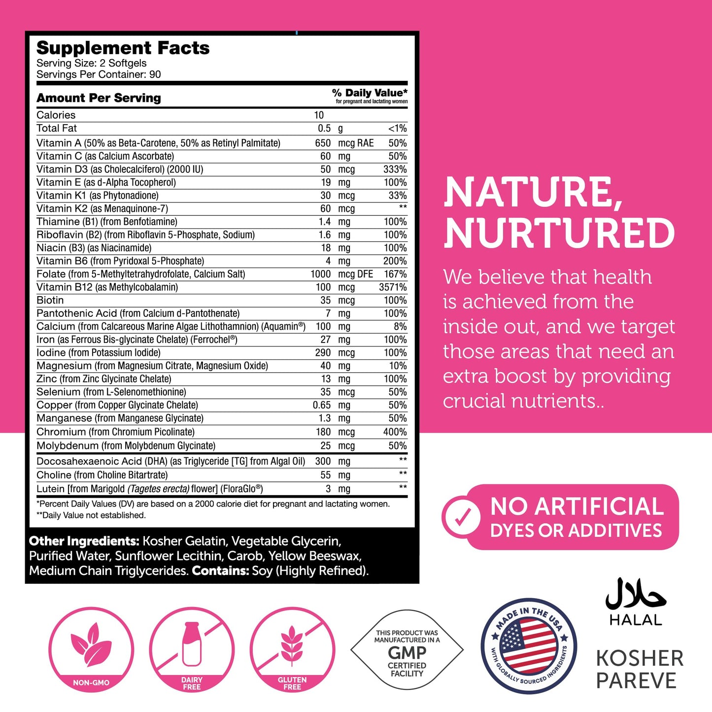 Zahler Prenatal Vitamin with DHA & Folate – 180 Softgels (Kosher)