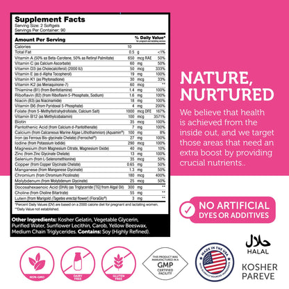Zahler Prenatal Vitamin with DHA & Folate – 180 Softgels (Kosher)