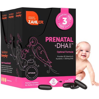 Zahler Prenatal Vitamin with DHA & Folate – 180 Softgels (Kosher)