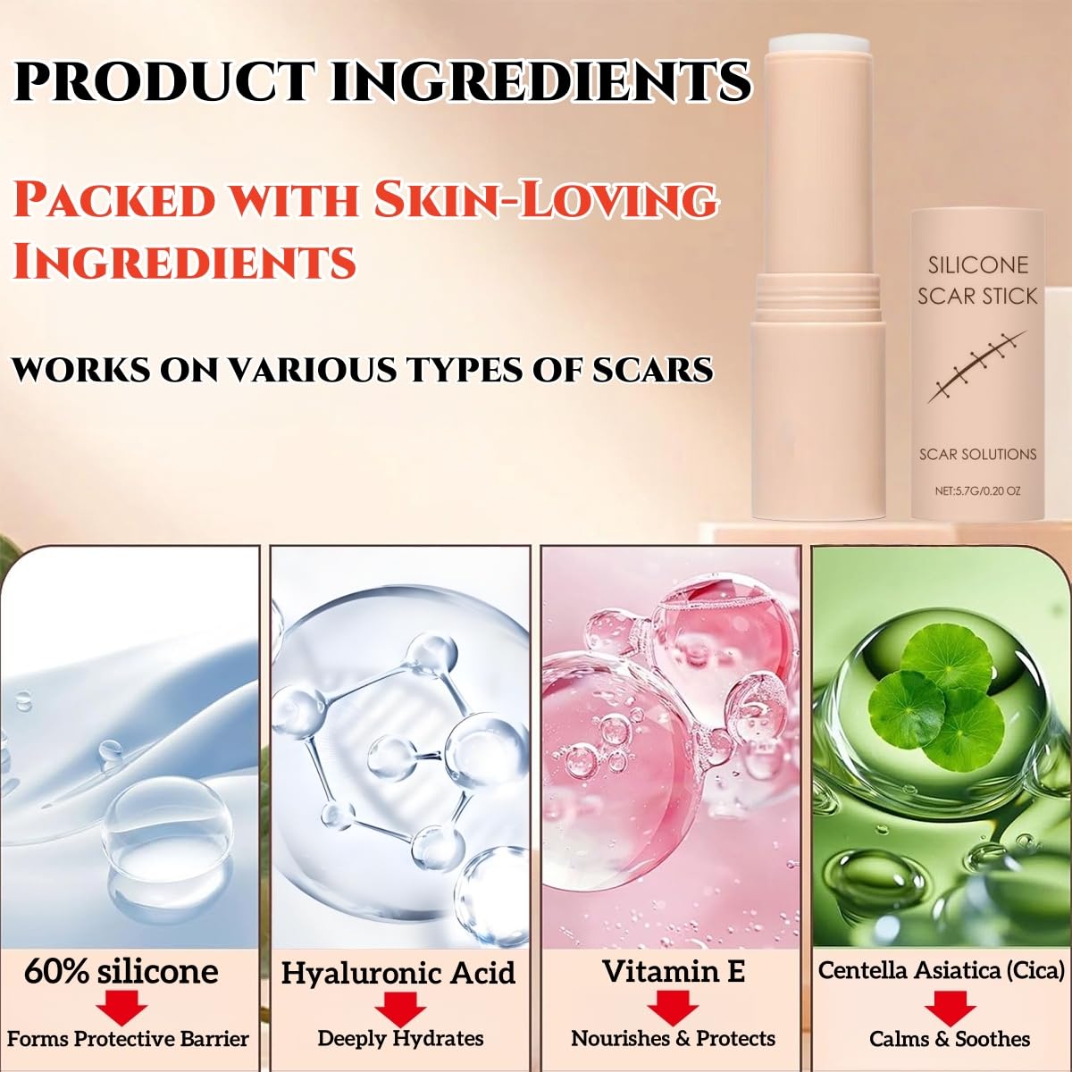 ZanDVRum Scar Solutions Silicone Scar Stick – Lightweight, Quick-Apply Scar Care (0.2 oz)