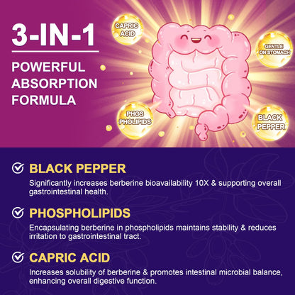 ZEBORA Berberine HCl 1200 mg – GLP-1 Support, Cinnamon, ALA, Capric Acid, 120 Capsules