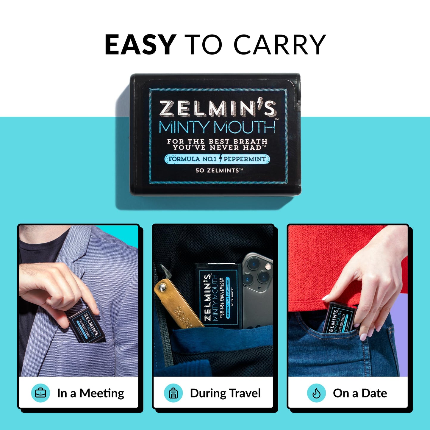 Zelmin's Minty Mouth Breath Freshener - 5 Pack | Alcohol-Free, Keto