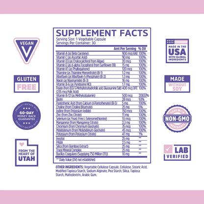 Zhou Daily Boost Probiotic Multivitamin for Women & Men | Immune Support, Energy & Eye Health – 30 Veggie Capsules