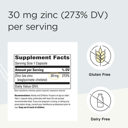 Integrative Therapeutics Zinc Chelate – Immune Support & Antioxidant, Dairy-Free & Gluten-Free, 100 Capsules (100 Servings)