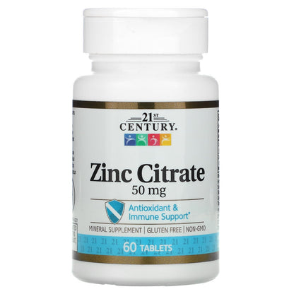 21st Century HealthCare Zinc Citrate Tablets 50mg – 60 Count | Immune Support