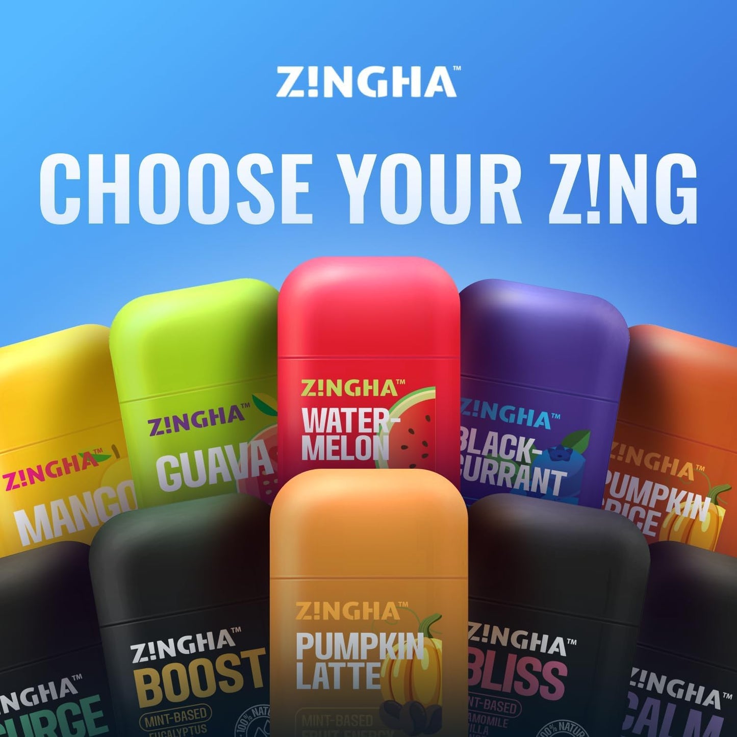 Z!NGHA Dual Nasal Inhaler Stick – Uplifting Peppermint Eucalyptus Lavender Aromatherapy for Focus & Freshness | Portable