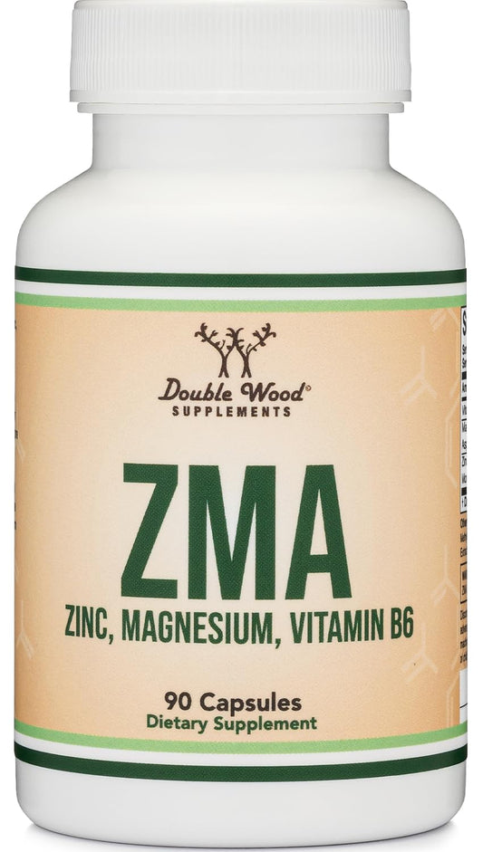 ZMA Supplement for Men and Women (Over 100% Daily Value of Zinc, Magnesium Aspartate, Vitamin B6) 501mg, 90 Capsules for Restfulness and Active Lifestyle Support by Double Wood Supplements