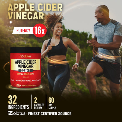 Zolotus 32-in-1 Apple Cider Vinegar Capsules | Turmeric, Cinnamon & Immune Support | 120 Caps