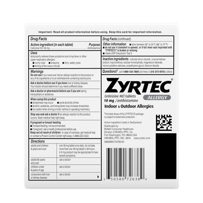 Zyrtec 24 Hour Allergy Relief Tablets - 45 ct, 10 mg Cetirizine HCl