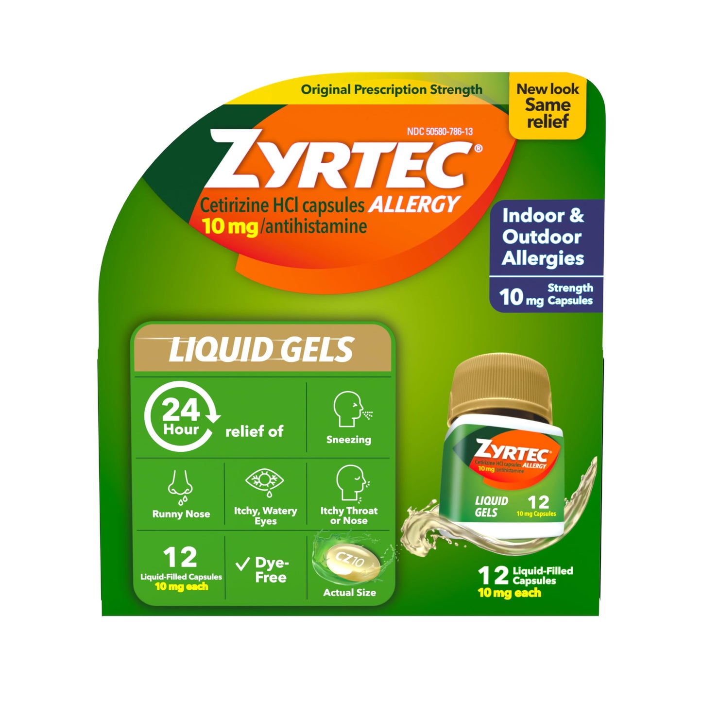 Zyrtec 24 Hour Allergy Relief Liquid Gels – Cetirizine HCl, 12 Count