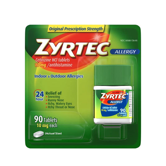 Zyrtec Allergy Relief (10 mg) – 90 Tablets | Adult & Child Allergy Support