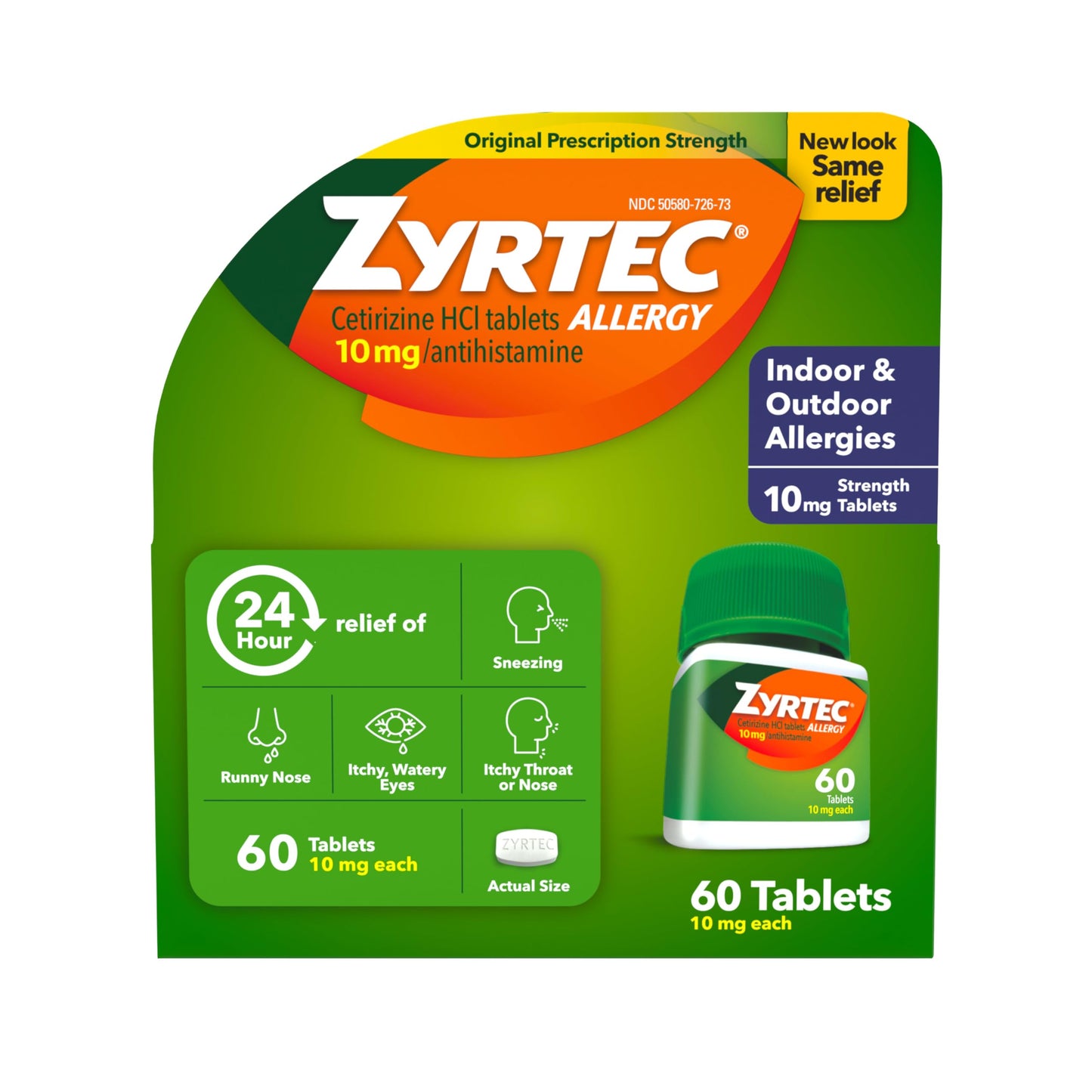 Zyrtec 24 Hour Allergy Relief Tablets – 60 Count | Indoor & Outdoor Allergies