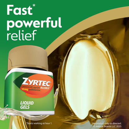 Zyrtec 24 Hour Allergy Relief Liquid Gels – Cetirizine HCl, 12 Count