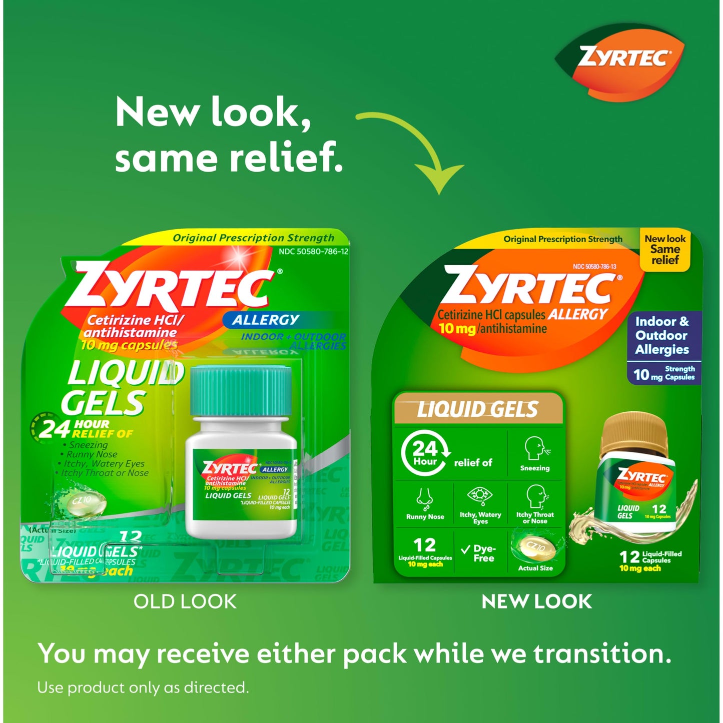 Zyrtec 24 Hour Allergy Relief Liquid Gels – Cetirizine HCl, 12 Count