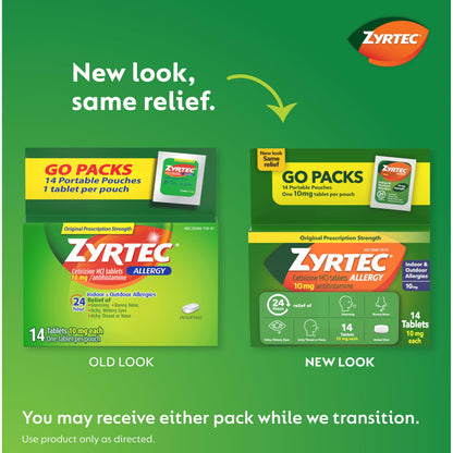 Zyrtec 24 Hour Allergy Relief Tablets | Cetirizine HCl for Indoor & Outdoor Allergies