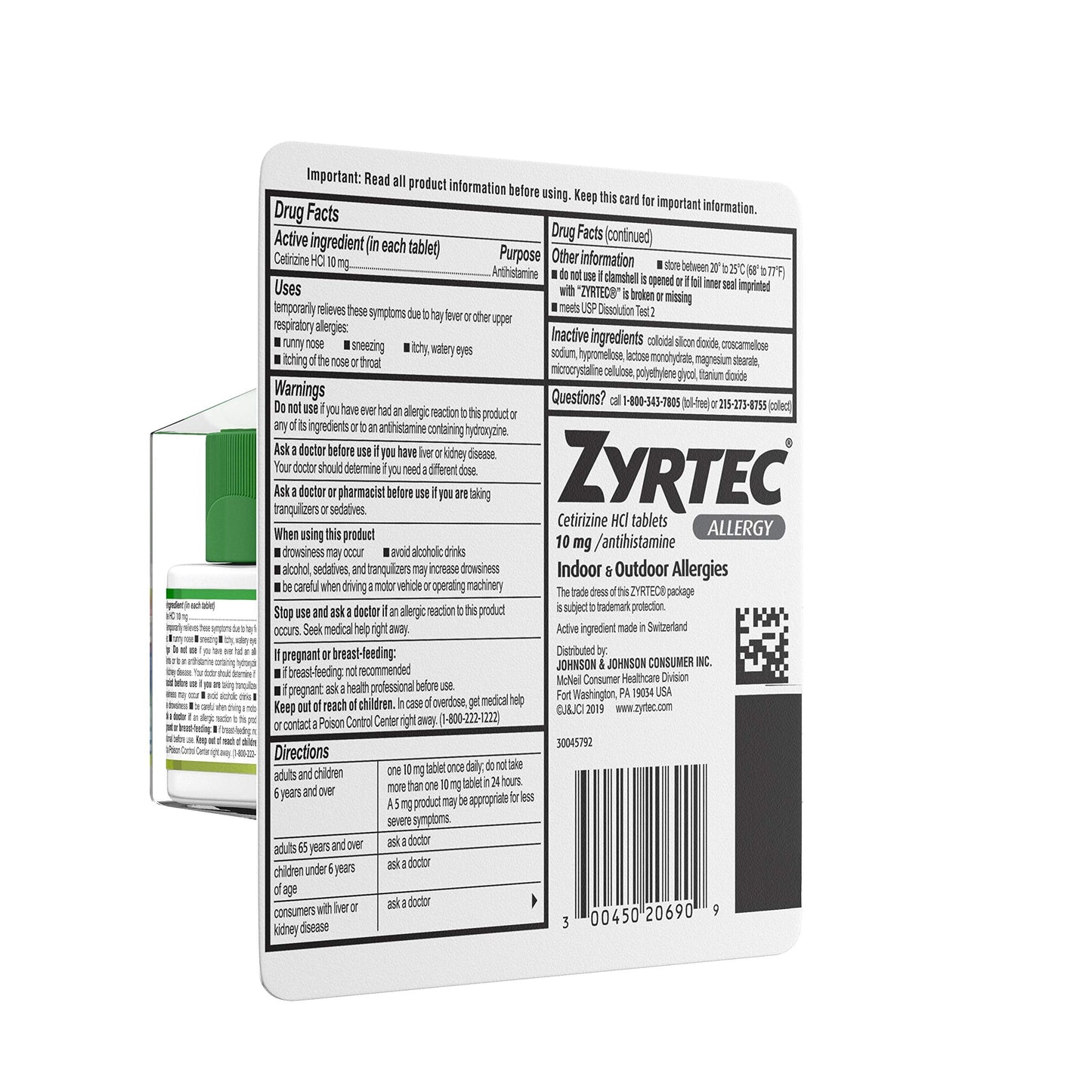 Zyrtec 24 Hour Allergy Relief Tablets - 10mg, 90 Count