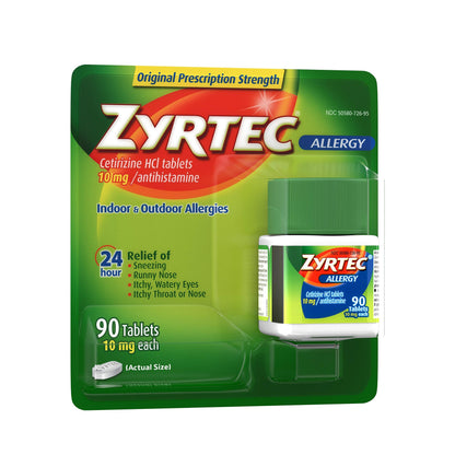 Zyrtec 24 Hour Allergy Relief Tablets - 10mg, 90 Count
