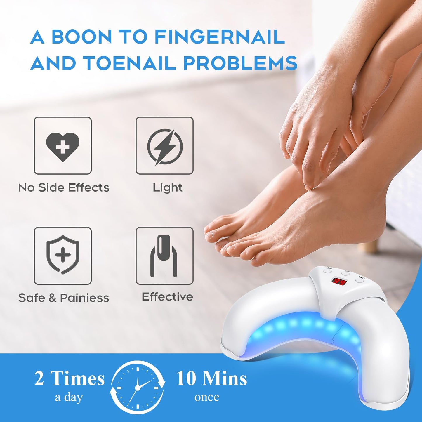 ZZP Toenail Fungus Device – White, Multi-Nail Home Light Therapy